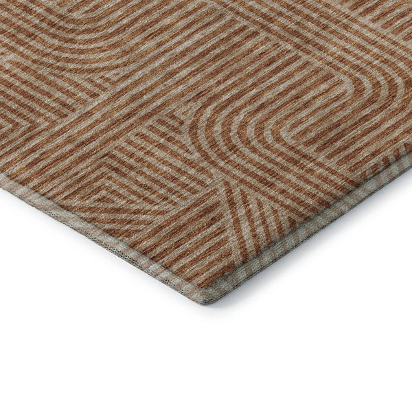 HomeRoots 10' X 14' Terra Cotta & Beige Abstract Geometric Washable Area Rug with UV Protection for Homes 672947