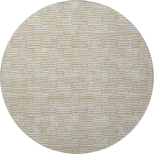 HomeRoots 8' Beige and Ivory Abstract Round Rug - Washable, UV Protected, and Perfect for Modern Homes! 672950
