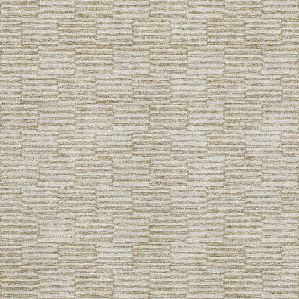HomeRoots 8' X 10' Modern Beige and Ivory Geometric Washable Area Rug with Stain Resistance & UV Protection 672951