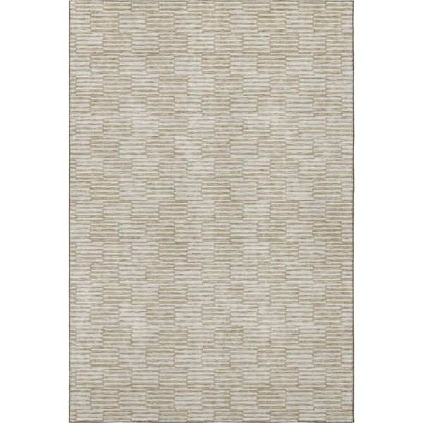 HomeRoots 8' X 10' Modern Beige and Ivory Geometric Washable Area Rug with Stain Resistance & UV Protection 672951