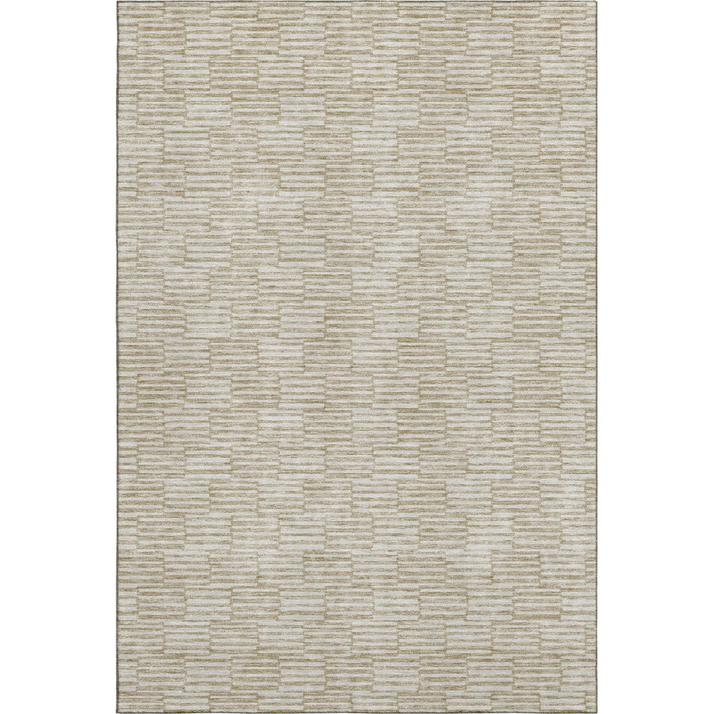 HomeRoots 9' X 12' Abstract Beige and Ivory Geometric Area Rug - Washable, UV-Protected, Perfect for High-Traffic Spaces 672952