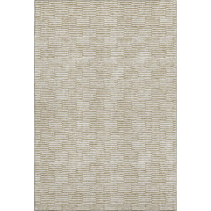 HomeRoots 9' X 12' Abstract Beige and Ivory Geometric Area Rug - Washable, UV-Protected, Perfect for High-Traffic Spaces 672952