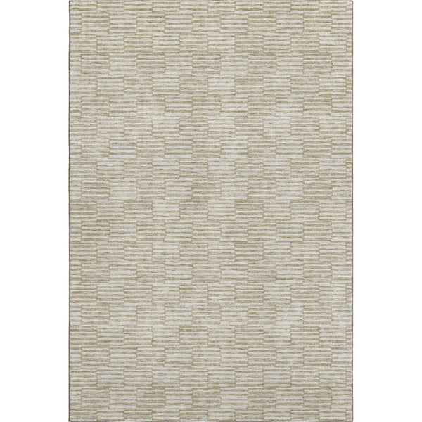 HomeRoots 9' X 12' Abstract Beige and Ivory Geometric Area Rug - Washable, UV-Protected, Perfect for High-Traffic Spaces 672952
