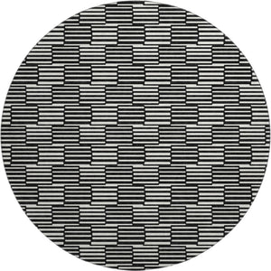 HomeRoots 8' Black and Gray Abstract Geometric Rug - Washable, UV Protected, Stain Resistant for Modern Spaces 672956