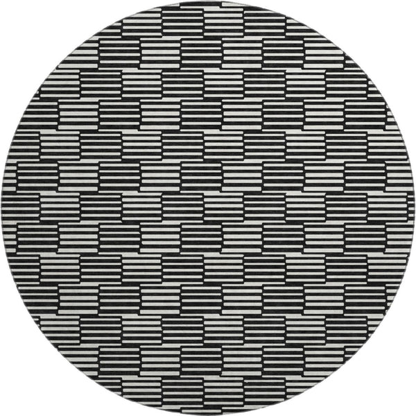 HomeRoots 8' Black and Gray Abstract Geometric Rug - Washable, UV Protected, Stain Resistant for Modern Spaces 672956