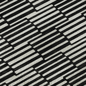 HomeRoots 8' Black and Gray Abstract Geometric Rug - Washable, UV Protected, Stain Resistant for Modern Spaces 672956