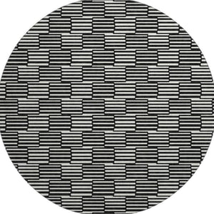 HomeRoots 8' Black and Gray Abstract Geometric Rug - Washable, UV Protected, Stain Resistant for Modern Spaces 672956