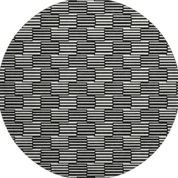 HomeRoots 8' Black and Gray Abstract Geometric Rug - Washable, UV Protected, Stain Resistant for Modern Spaces 672956