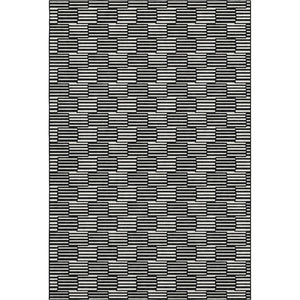 HomeRoots 8' X 10' Stylish Black and Gray Abstract Geometric Area Rug - Washable, UV Protected, Durable Design 672957