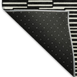 HomeRoots 8' X 10' Stylish Black and Gray Abstract Geometric Area Rug - Washable, UV Protected, Durable Design 672957