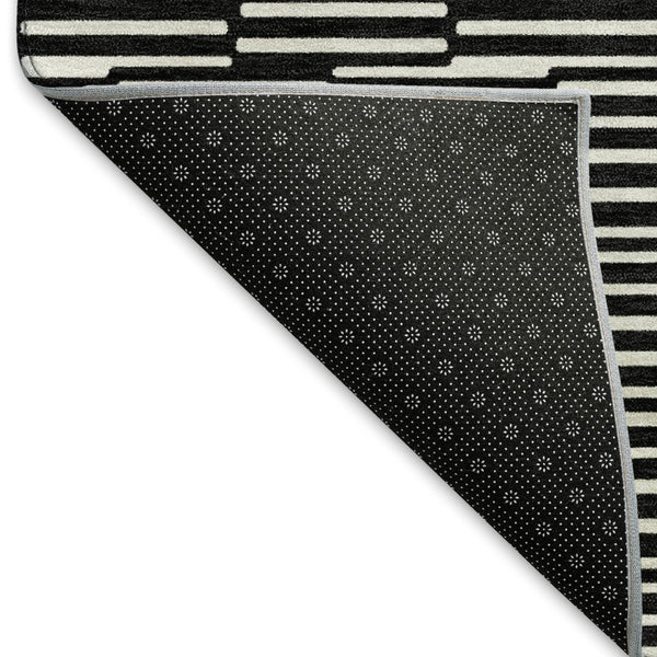 HomeRoots 8' X 10' Stylish Black and Gray Abstract Geometric Area Rug - Washable, UV Protected, Durable Design 672957