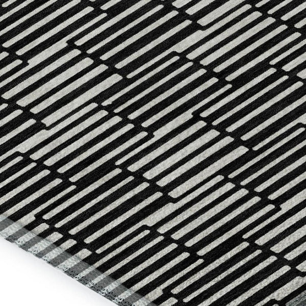 HomeRoots 8' X 10' Stylish Black and Gray Abstract Geometric Area Rug - Washable, UV Protected, Durable Design 672957