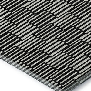 HomeRoots 8' X 10' Stylish Black and Gray Abstract Geometric Area Rug - Washable, UV Protected, Durable Design 672957