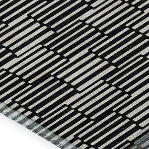 HomeRoots 9' X 12' Black and Gray Abstract Geometric Area Rug - Durable, Washable with UV Protection for Homes 672958
