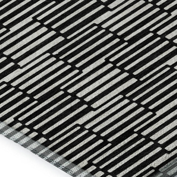 HomeRoots 9' X 12' Black and Gray Abstract Geometric Area Rug - Durable, Washable with UV Protection for Homes 672958