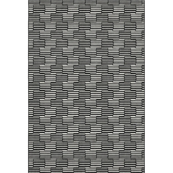 HomeRoots 10' X 14' Abstract Geometric Area Rug - Black & Gray, Washable, UV Protected for Modern Spaces 672959