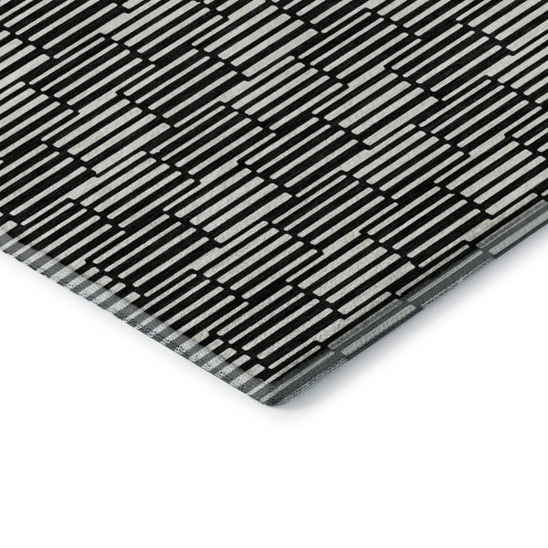 HomeRoots 10' X 14' Abstract Geometric Area Rug - Black & Gray, Washable, UV Protected for Modern Spaces 672959
