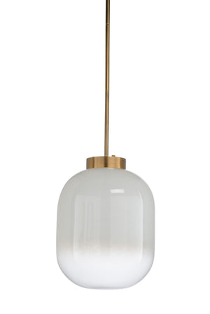 Wildwood Subway Vintage Milk-Glass Pendant Light With Antique Brass Canopy, Adjustable Drop, 24"X17" Elegante 67296