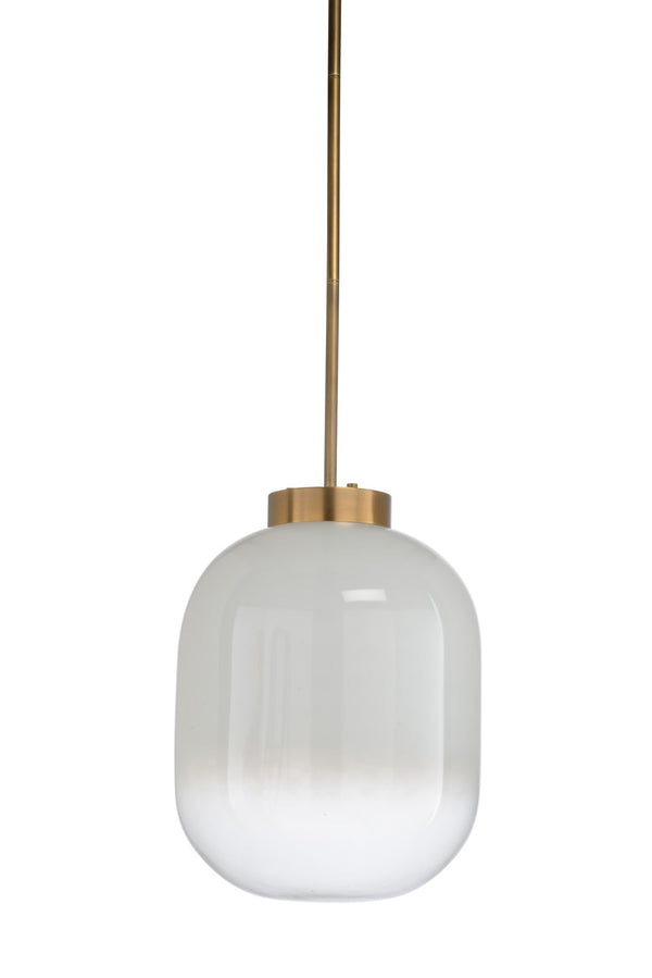 Wildwood Subway Vintage Milk-Glass Pendant Light With Antique Brass Canopy, Adjustable Drop, 24"X17" Elegante 67296