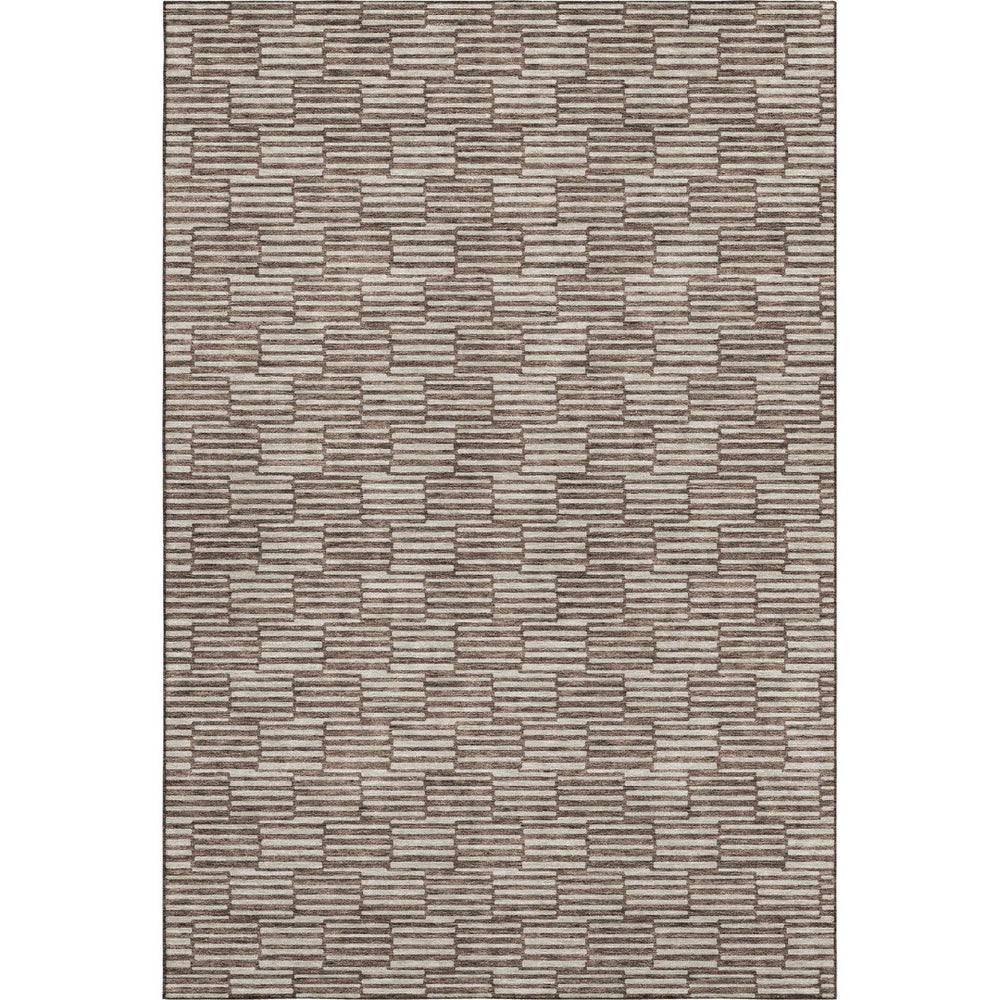 HomeRoots 10' Abstract Geometric Washable Area Rug in Brown & Beige - UV Protected, Stain-Resistant, Durable Design 672965