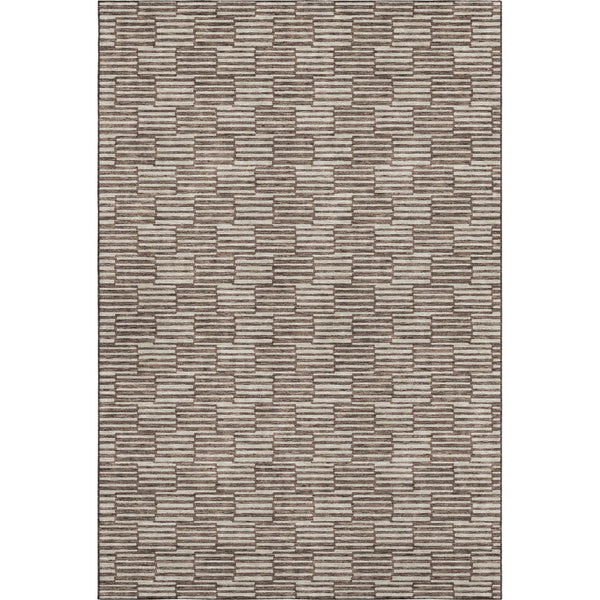 HomeRoots 10' Abstract Geometric Washable Area Rug in Brown & Beige - UV Protected, Stain-Resistant, Durable Design 672965