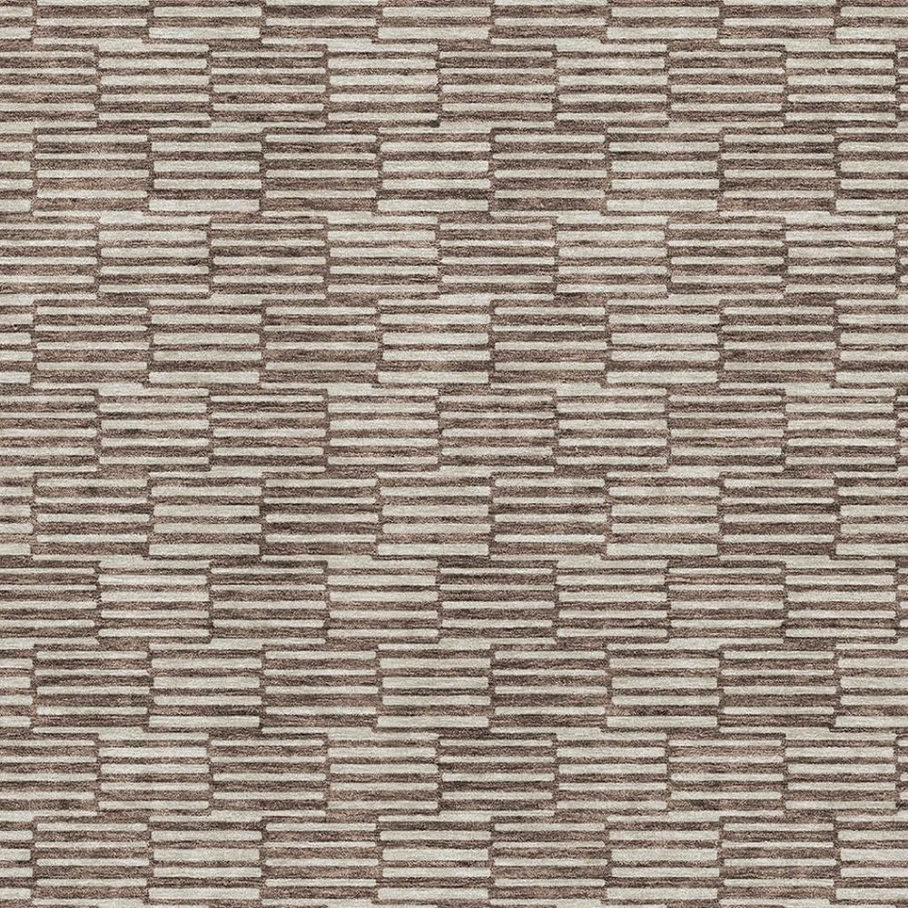 HomeRoots 10' Abstract Geometric Washable Area Rug in Brown & Beige - UV Protected, Stain-Resistant, Durable Design 672965