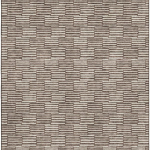 HomeRoots 10' Abstract Geometric Washable Area Rug in Brown & Beige - UV Protected, Stain-Resistant, Durable Design 672965