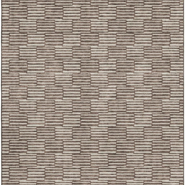 HomeRoots 10' Abstract Geometric Washable Area Rug in Brown & Beige - UV Protected, Stain-Resistant, Durable Design 672965