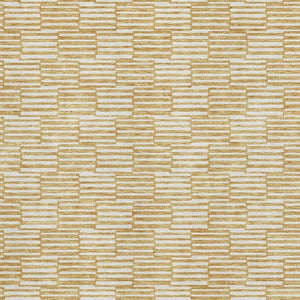 HomeRoots 5' X 8' Gold and Ivory Geometric Washable Area Rug - Durable, UV-Protected, Perfect for High-Traffic Spaces! 672967