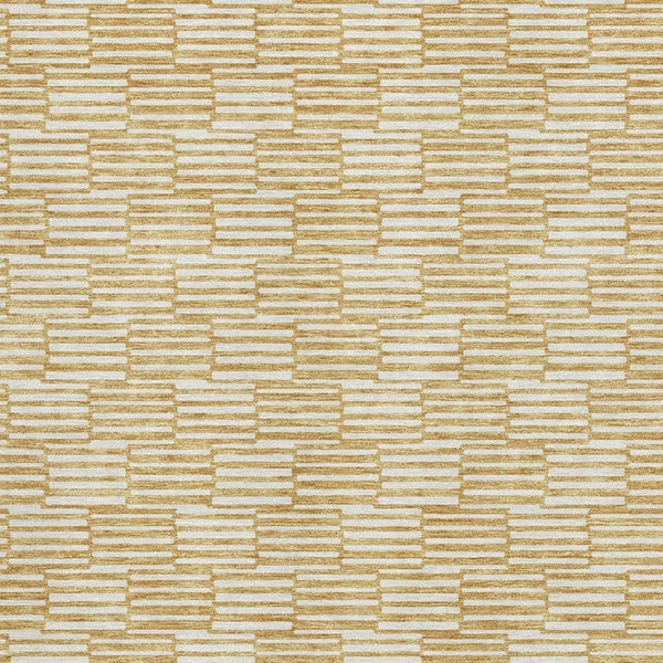 HomeRoots 5' X 8' Gold and Ivory Geometric Washable Area Rug - Durable, UV-Protected, Perfect for High-Traffic Spaces! 672967