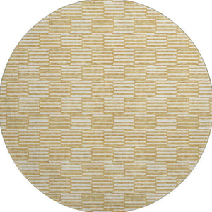 HomeRoots 8' Gold and Ivory Abstract Geometric Round Rug – Washable, UV Protected, Pet-Friendly & Stylish Decor 672968