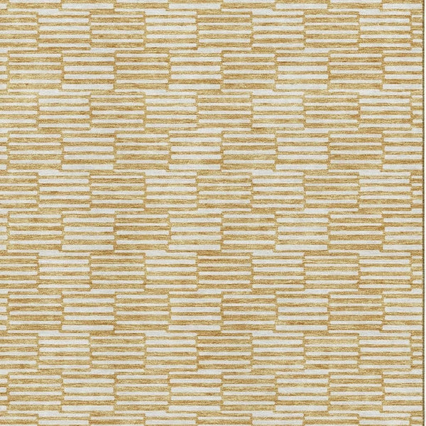 HomeRoots 8' X 10' Gold and Ivory Abstract Geometric Washable Area Rug with Stain Resistance & UV Protection 672969