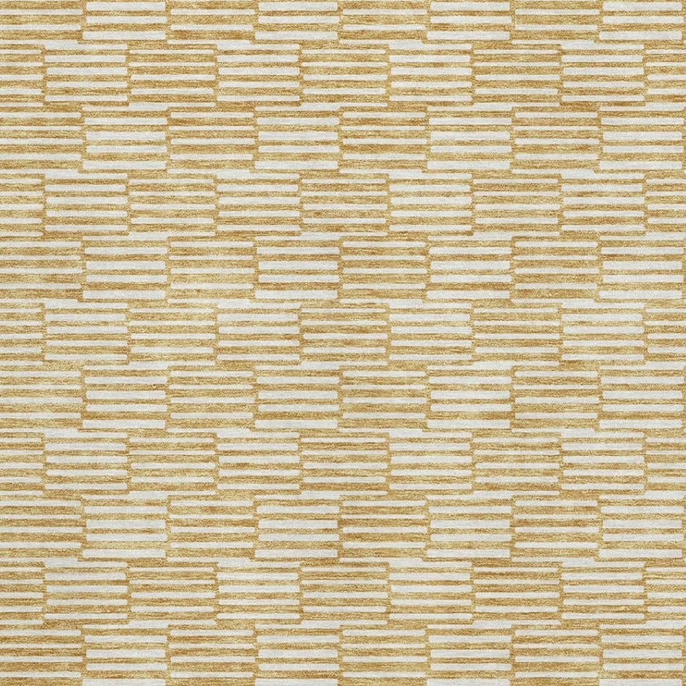 HomeRoots 10' X 14' Gold And Ivory Abstract Geometric Area Rug – Washable, UV-Protected, Soft & Durable Comfort 672971