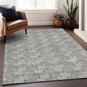 HomeRoots 9' X 12' Stylish Gray and Ivory Abstract Geometric Washable Area Rug with UV Protection & Durability 672976