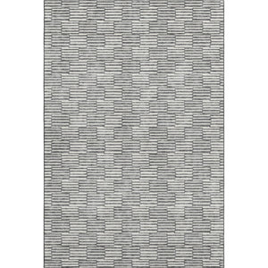 HomeRoots 9' X 12' Stylish Gray and Ivory Abstract Geometric Washable Area Rug with UV Protection & Durability 672976