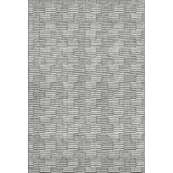 HomeRoots 9' X 12' Stylish Gray and Ivory Abstract Geometric Washable Area Rug with UV Protection & Durability 672976