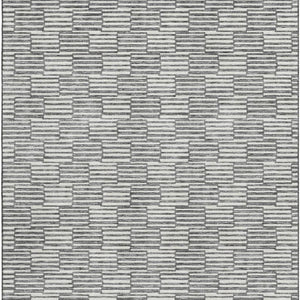 HomeRoots 9' X 12' Stylish Gray and Ivory Abstract Geometric Washable Area Rug with UV Protection & Durability 672976