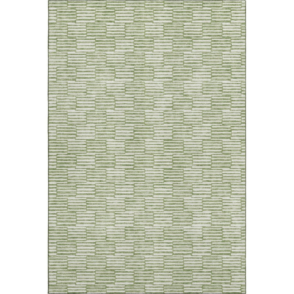 HomeRoots 5' X 8' Green And Ivory Abstract Geometric Area Rug – Washable, UV Protected, Modern & Durable Design 672979