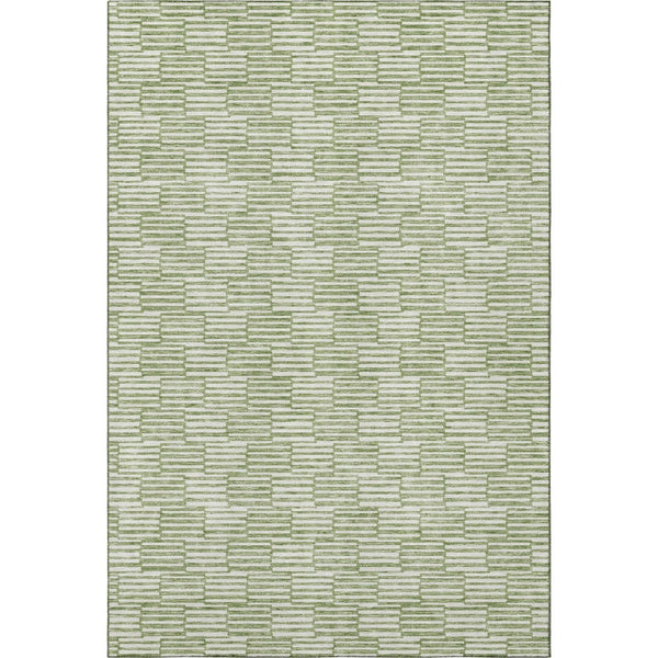 HomeRoots 5' X 8' Green And Ivory Abstract Geometric Area Rug – Washable, UV Protected, Modern & Durable Design 672979