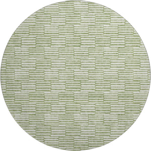 HomeRoots 8' Stylish Green and Ivory Abstract Round Rug – Washable, UV Protected, and Perfect for Any Space! 672980