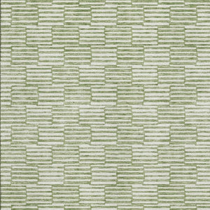HomeRoots 9' X 12' Stylish Green And Ivory Abstract Geometric Area Rug – Washable, UV Protected, Durable Design 672982