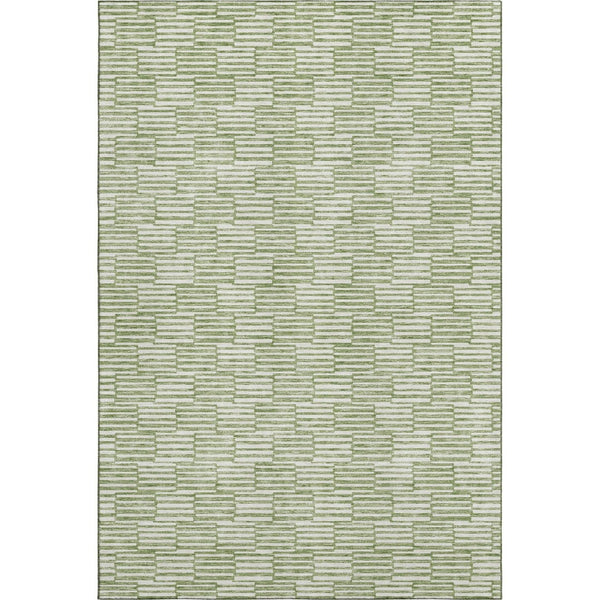 HomeRoots 10' X 14' Green and Ivory Abstract Geometric Area Rug - Durable, Stain-Resistant, UV-Protected Design 672983