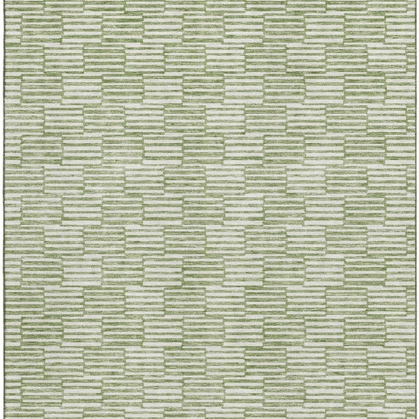 HomeRoots 10' X 14' Green and Ivory Abstract Geometric Area Rug - Durable, Stain-Resistant, UV-Protected Design 672983