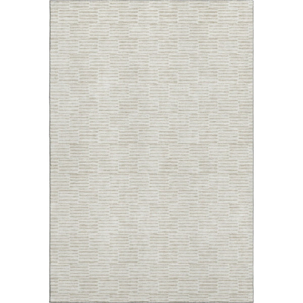 HomeRoots 8' X 10' Elegant Ivory and Beige Abstract Geometric Area Rug - Washable, UV-Protected, Durable Design 672987