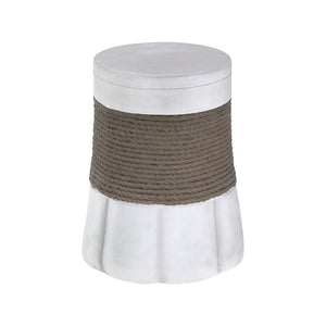 English Elm Outdoor Mgo Side Table with Woven Rope Texture and Fan Base for Patio or Living Room N765P382573W