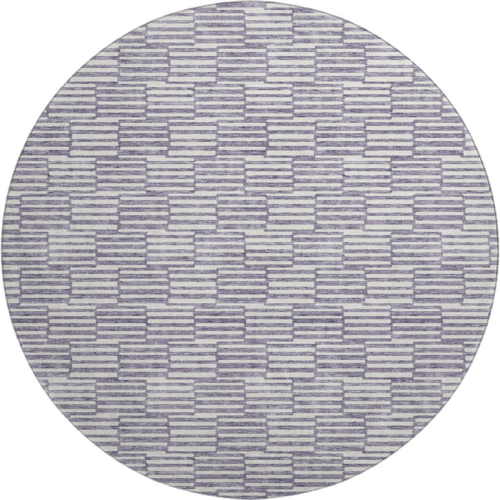 HomeRoots 8' Lilac and Ivory Abstract Round Rug - Washable, UV Protected, Durable for Busy Homes & Style 672992