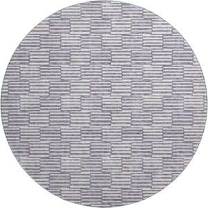 HomeRoots 8' Lilac and Ivory Abstract Round Rug - Washable, UV Protected, Durable for Busy Homes & Style 672992