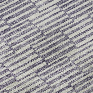 HomeRoots 8' Lilac and Ivory Abstract Round Rug - Washable, UV Protected, Durable for Busy Homes & Style 672992