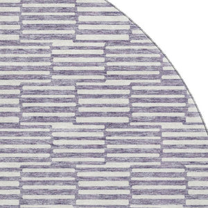 HomeRoots 8' Lilac and Ivory Abstract Round Rug - Washable, UV Protected, Durable for Busy Homes & Style 672992