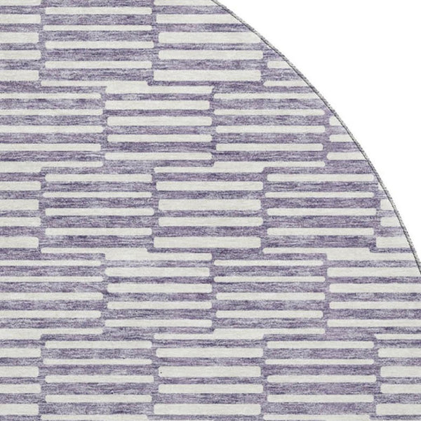 HomeRoots 8' Lilac and Ivory Abstract Round Rug - Washable, UV Protected, Durable for Busy Homes & Style 672992